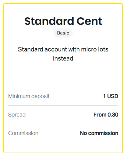 Exness Standard Cent Account一方面，标准％帐户 