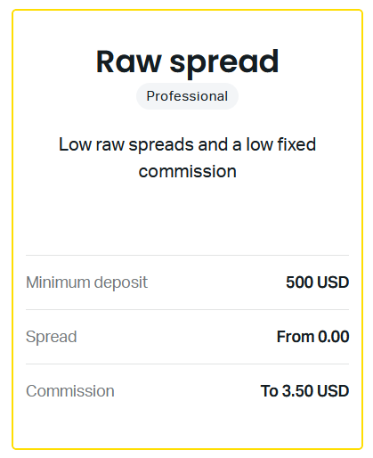 Exness Raw Spread Account一方面，原蔓延的帐户 
