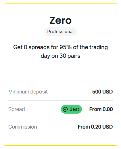 Exness Zero Account  一方面，零帐户 